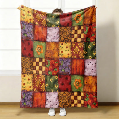 Couverture en Flanelle à Motif Floral Ultra-Douce – Imprimés Éclatants & Entretien Facile, Idéale pour Canapé et Lit