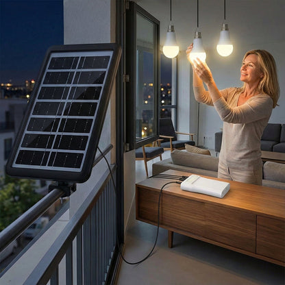 LumiCharge Pro – La station d'énergie solaire complète avec 3 ampoules LED indépendantes