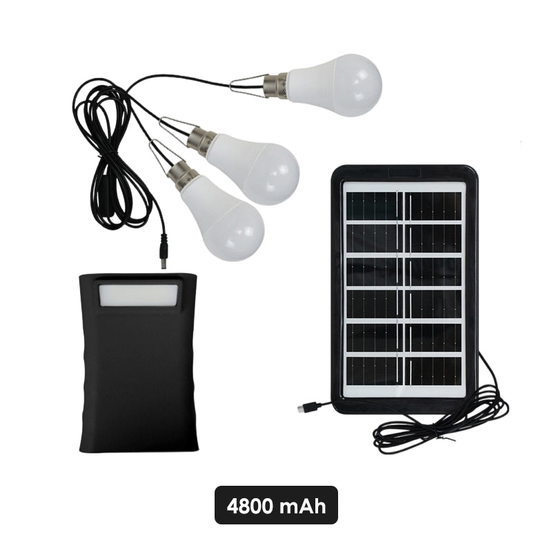 LumiCharge Pro – La station d'énergie solaire complète avec 3 ampoules LED indépendantes