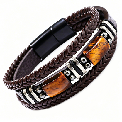 TigerStyle – Bracelet en cuir PU et œil de tigre pour une allure brute, puissante et raffinée