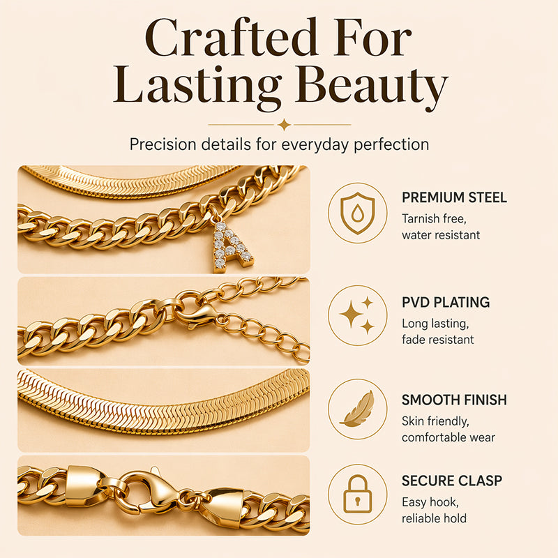 AnkleLetter – Bracelet de Cheville Chaine Serpent avec Initiale
