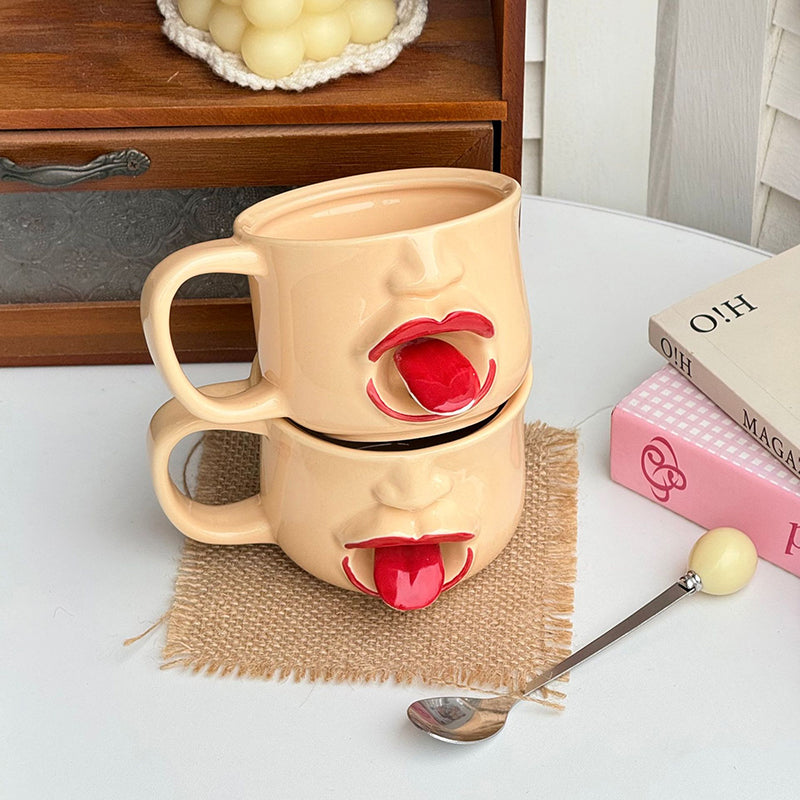 CrazyFace –  Mug en céramique humoristique avec la langue tirée