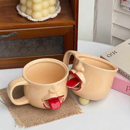CrazyFace –  Mug en céramique humoristique avec la langue tirée