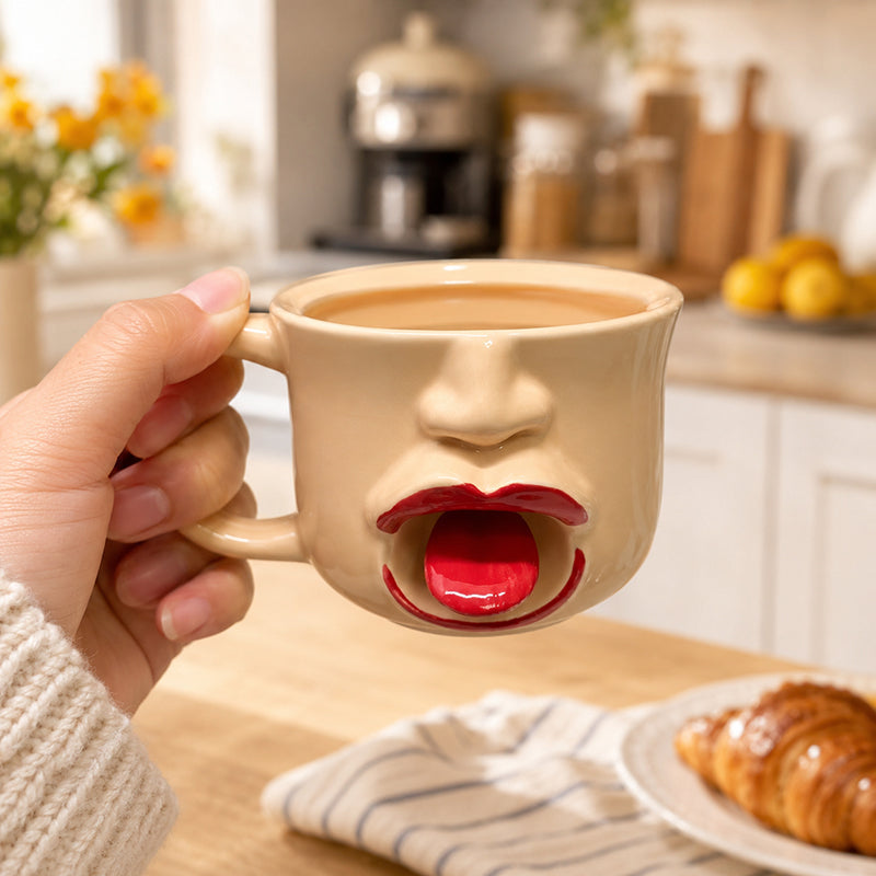CrazyFace –  Mug en céramique humoristique avec la langue tirée