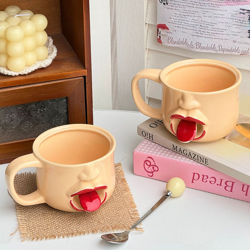 CrazyFace –  Mug en céramique humoristique avec la langue tirée