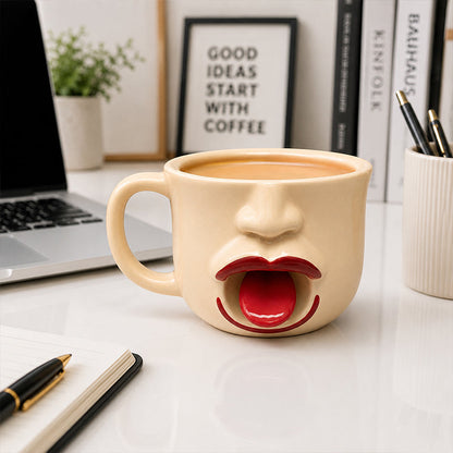 CrazyFace –  Mug en céramique humoristique avec la langue tirée