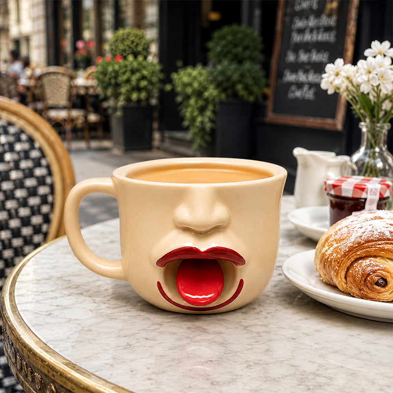 CrazyFace –  Mug en céramique humoristique avec la langue tirée