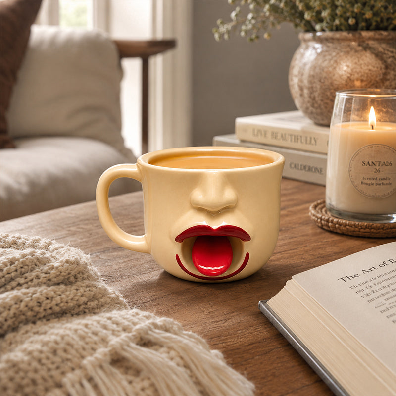 CrazyFace –  Mug en céramique humoristique avec la langue tirée