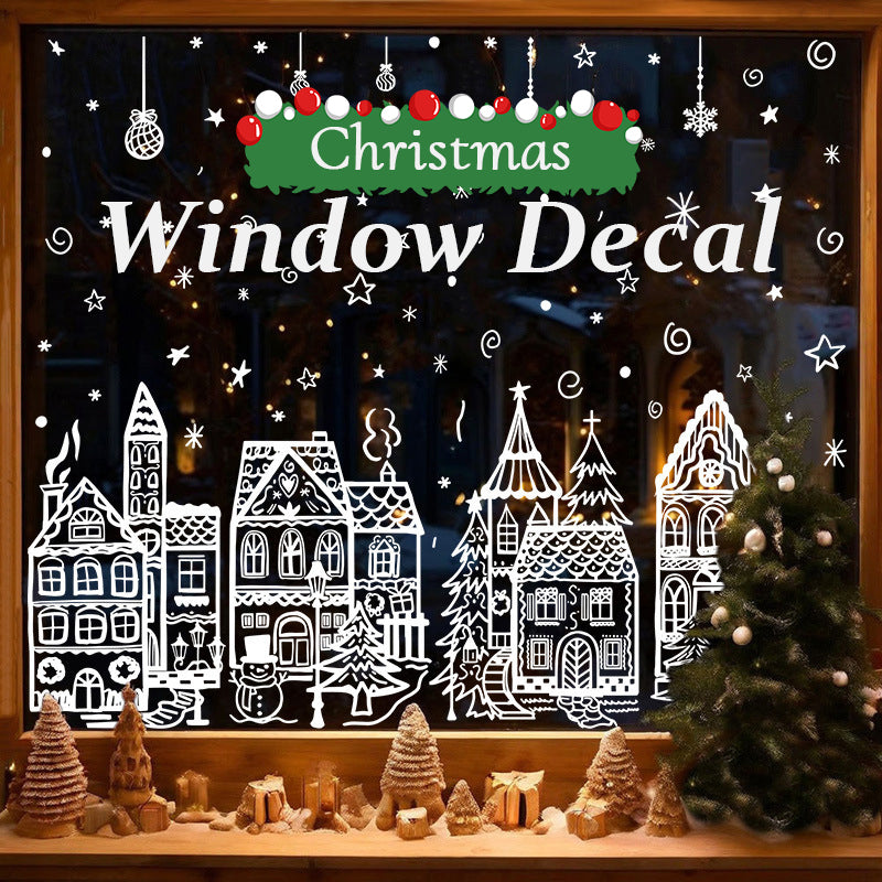 XmasWindow – 78 Stickers Électrostatiques Noël Village Enneigé